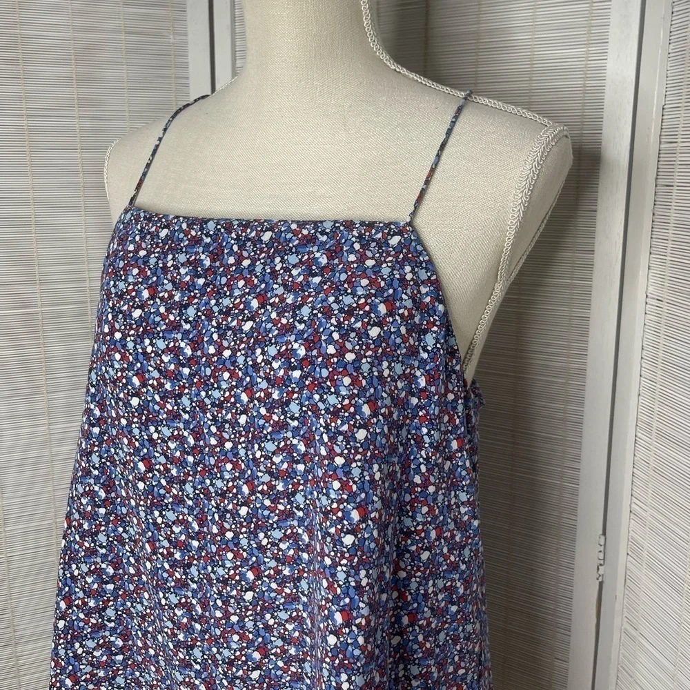 Tory Burch Camisole Silk Speckled Print Criss Cross Back Square Neck Size 12